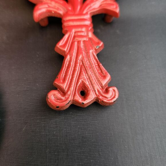 Cast Iron Eagle Tulip & Wheel Mini Footed Trivets Red Enamel Set 3 VTG Wilton - Picture 7 of 9